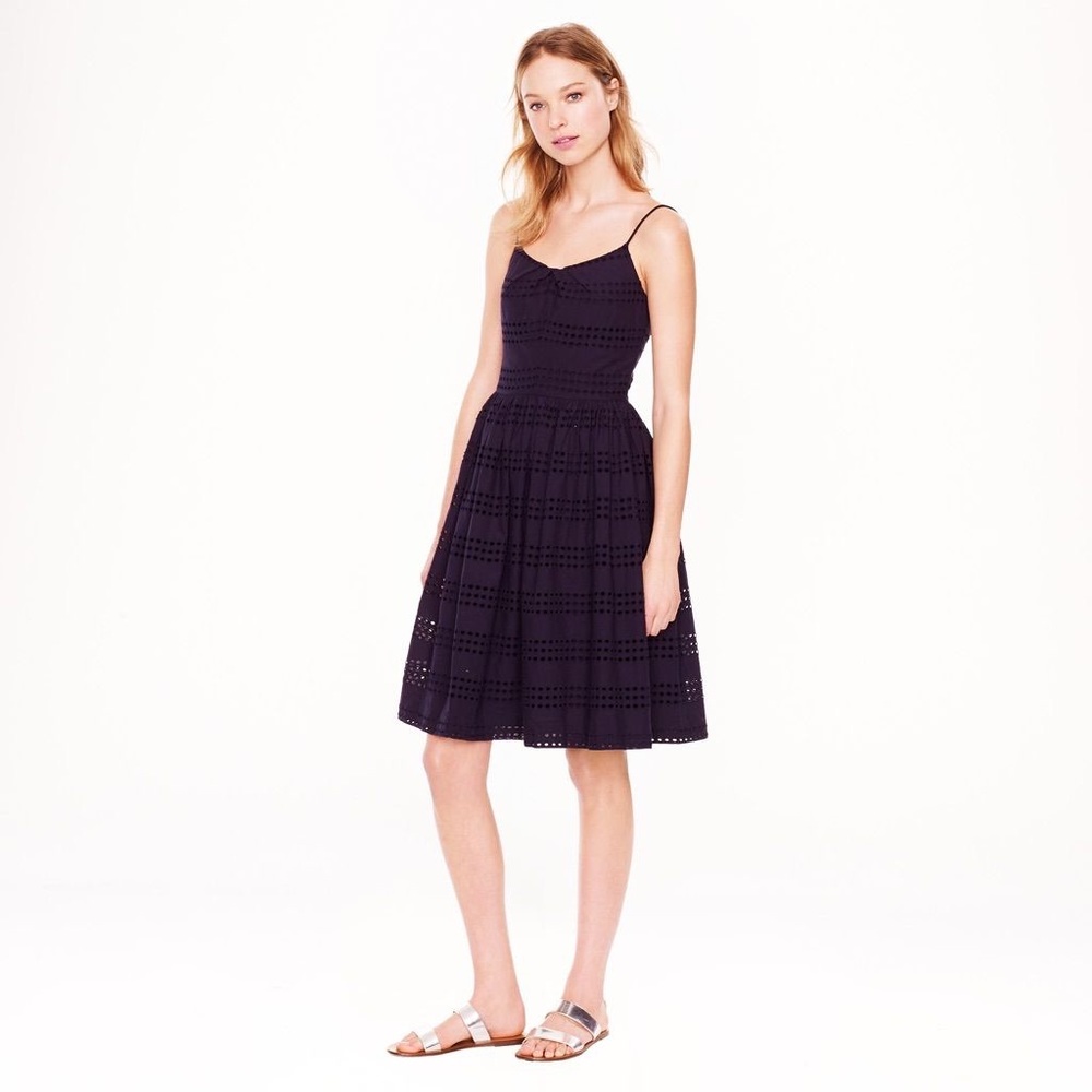 Navy Eyelet J Crew Dress